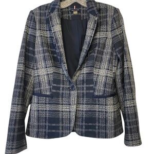Tommy Hilfiger Blue and White Plaid Blazer